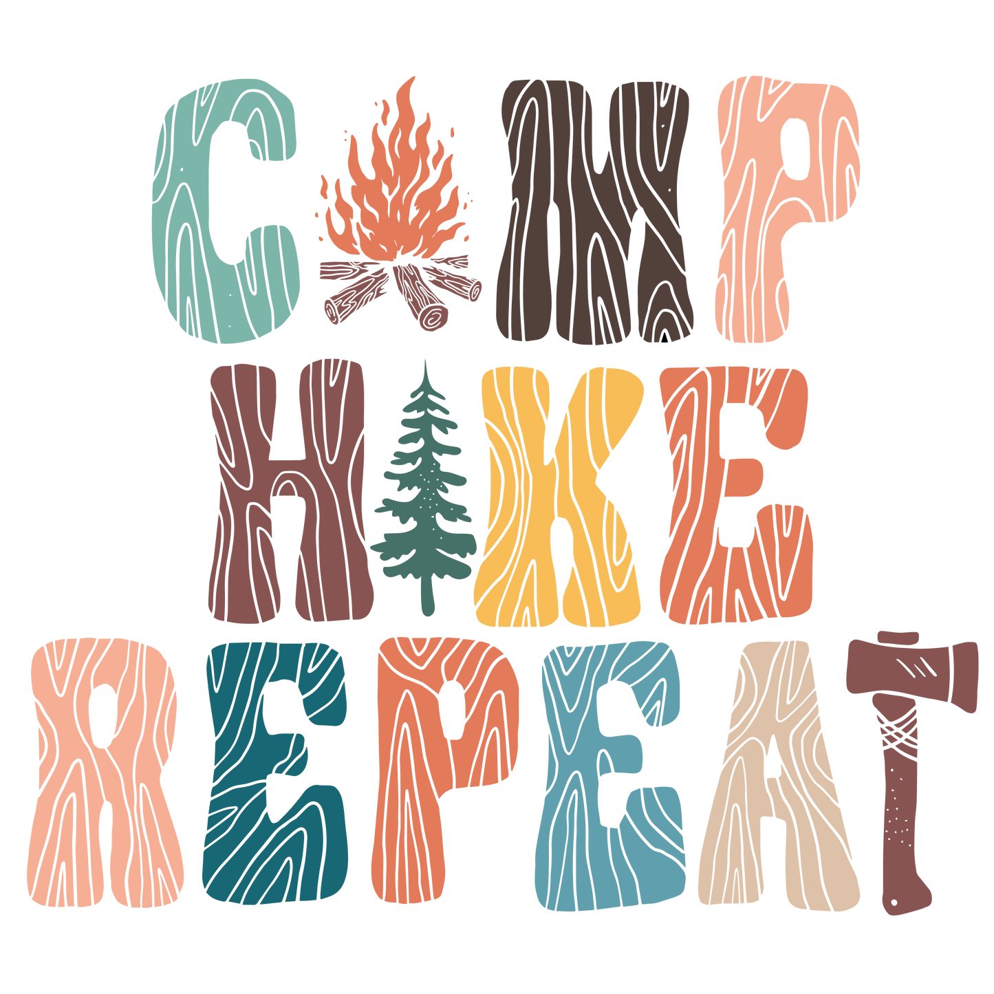 Camp Hike Repeat DTF Print