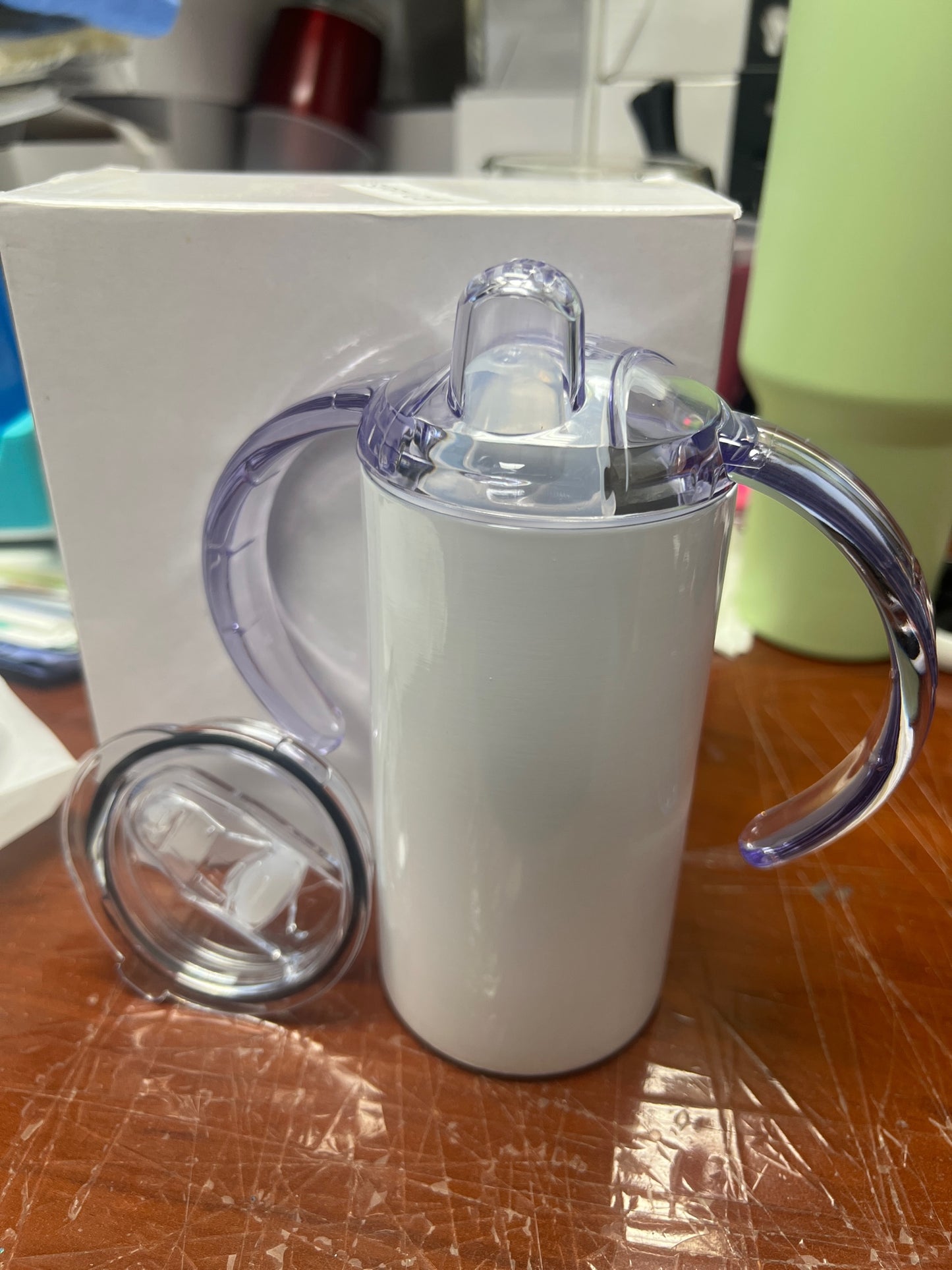 Sublimation Sippy Cup with Handle and Dual Lid