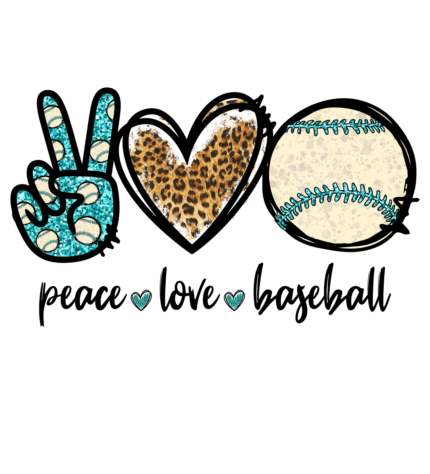 Peace Love Baseball DTF Print