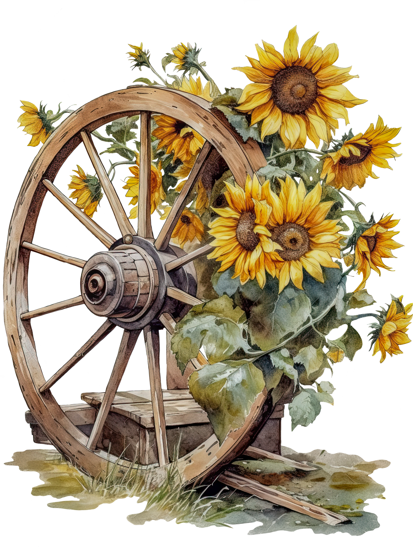 Sunflowers Wheel DTF Print