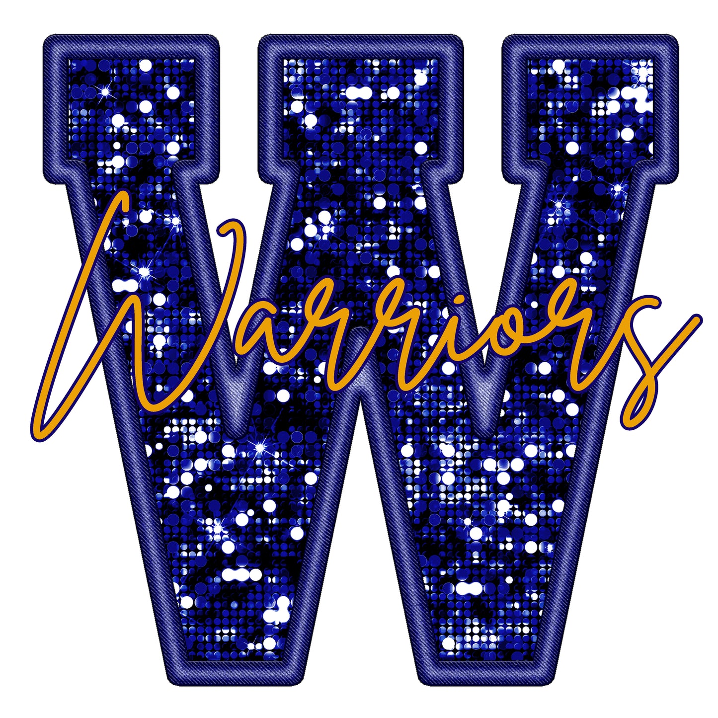Warriors Royal Blue Faux Sequin transfer