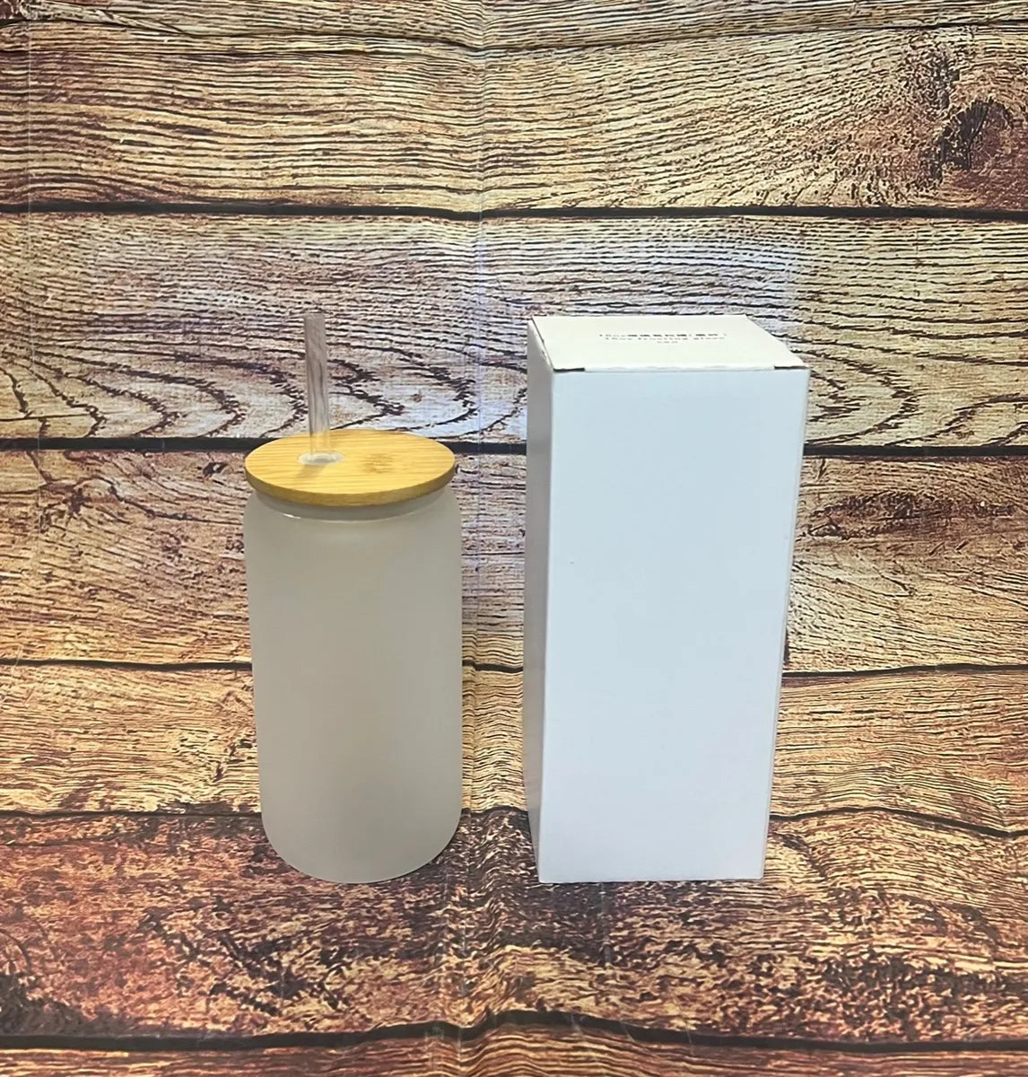 16oz Frosted sublimation Glass Libbey w/ Bamboo Lid