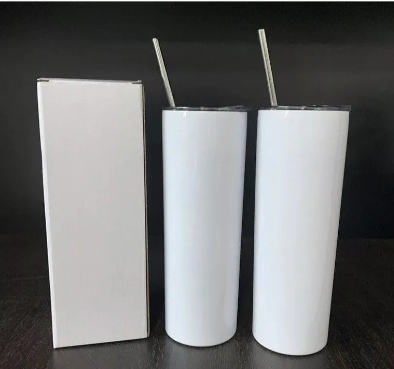 10 Pack White Sublimation Skinny 20oz Tumbler- Straight (7.00 each)