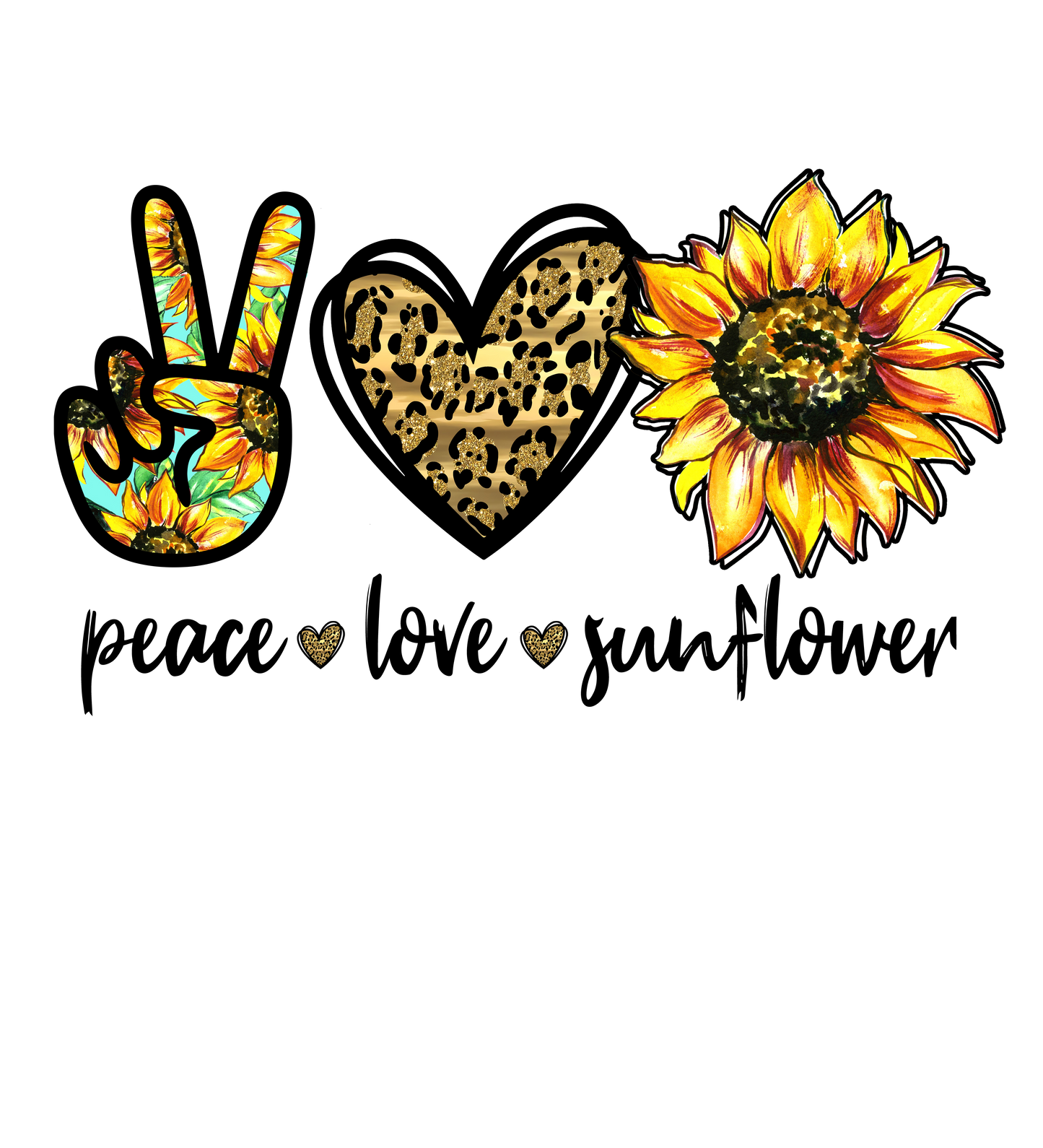 Peace Love Sunflowers DTF Print