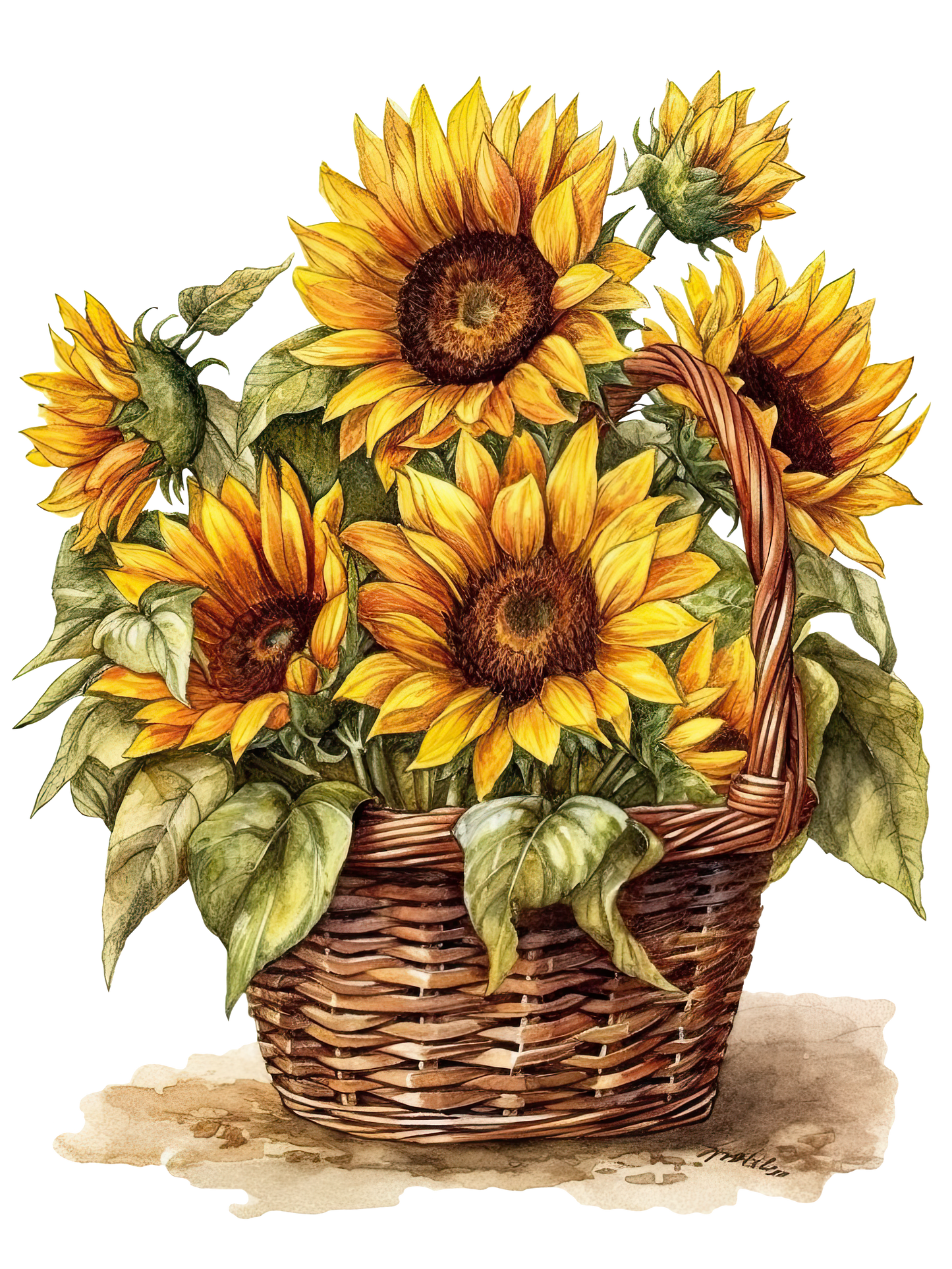 Sunflowers Basket DTF Print