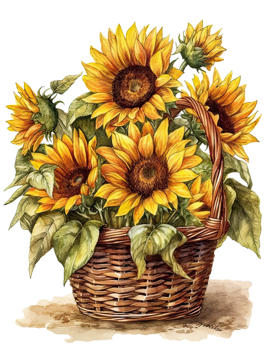 Sunflowers Basket DTF Print