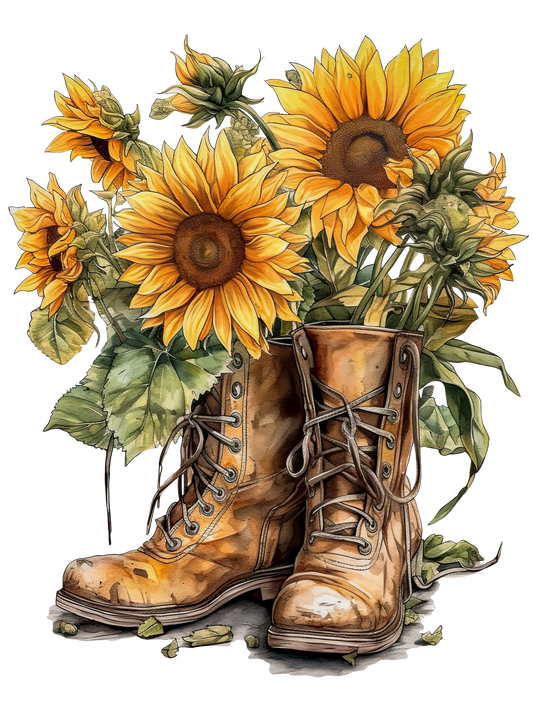 Sunflowers Boots DTF Print