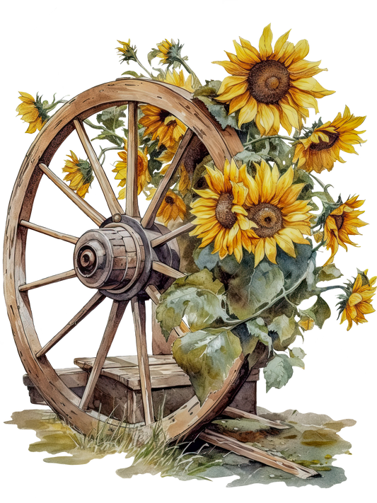 Sunflowers Wheel DTF Print