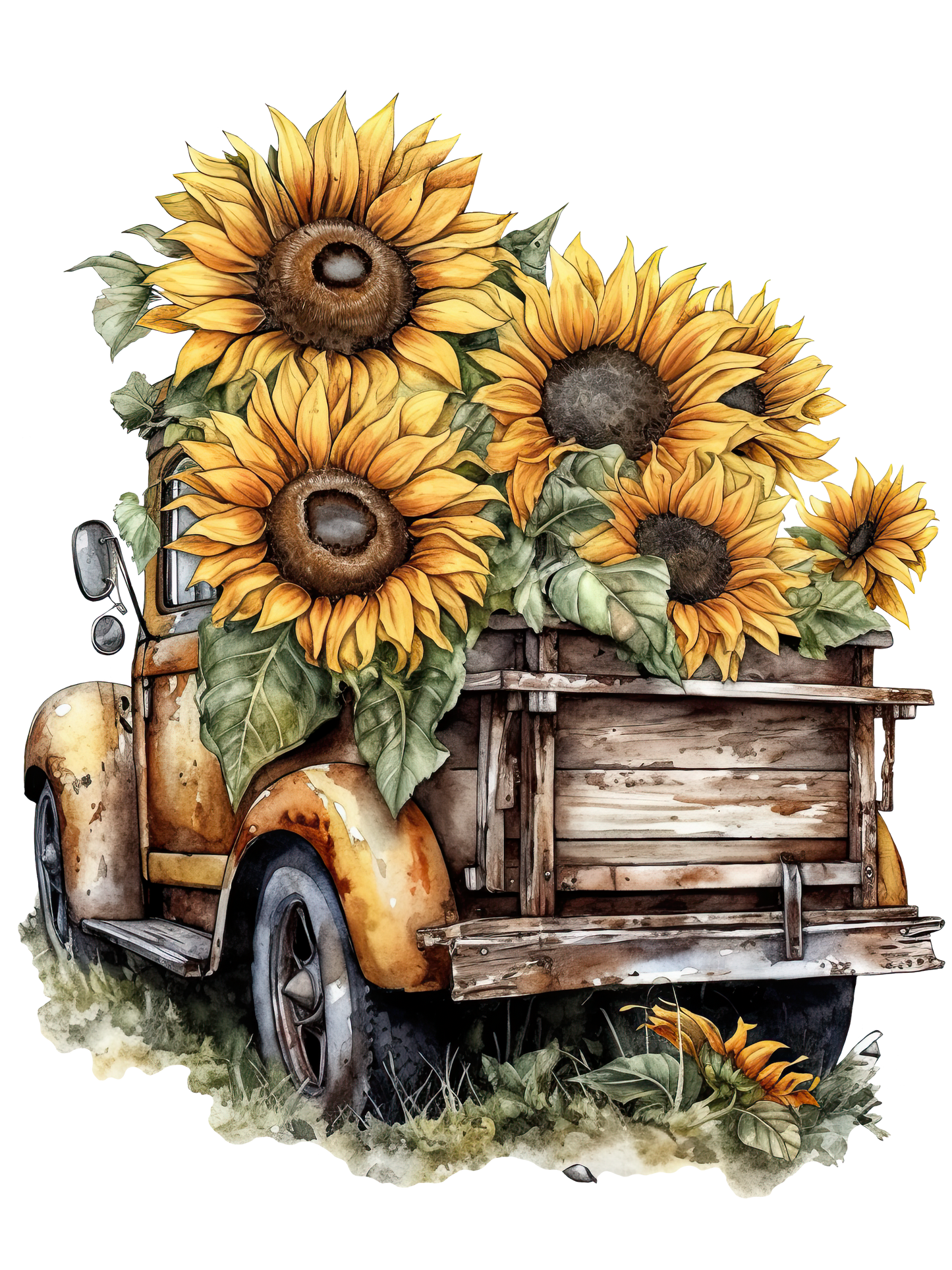 Sunflowers Truck DTF Print