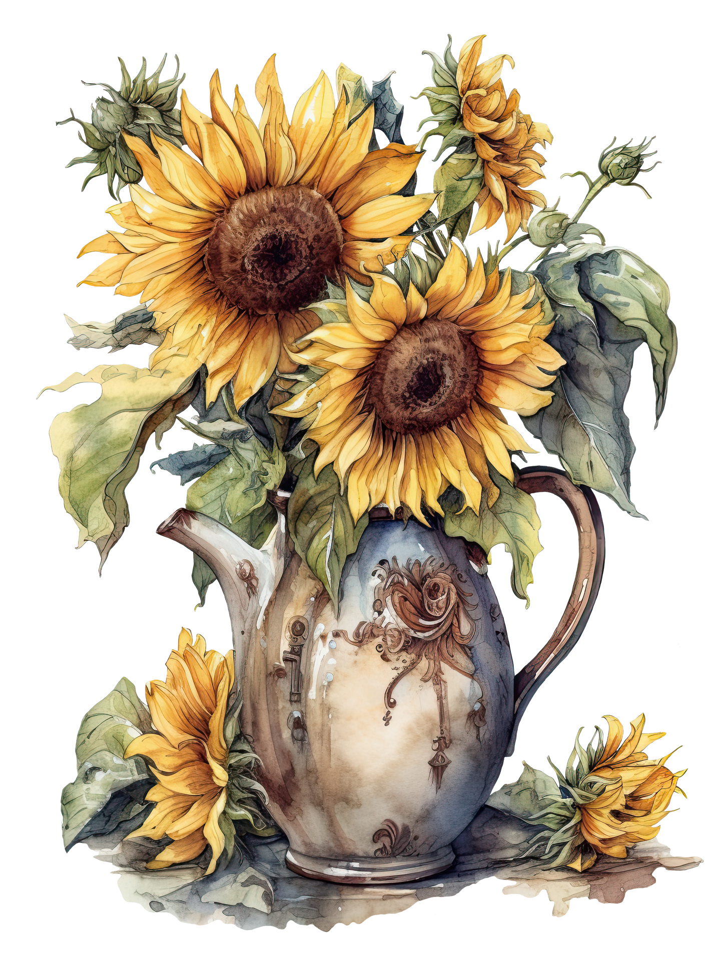 Sunflowers Pitcher DTF Print