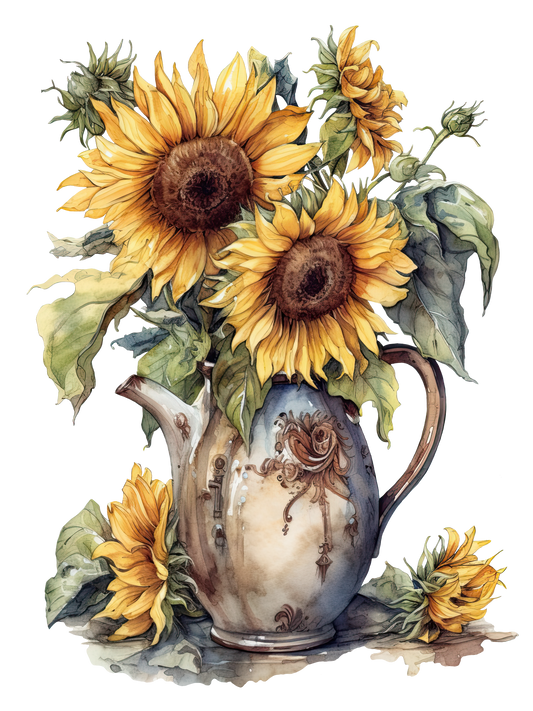 Sunflowers Pitcher DTF Print