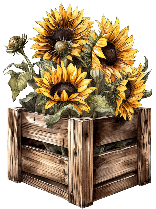 Sunflowers Box DTF Print