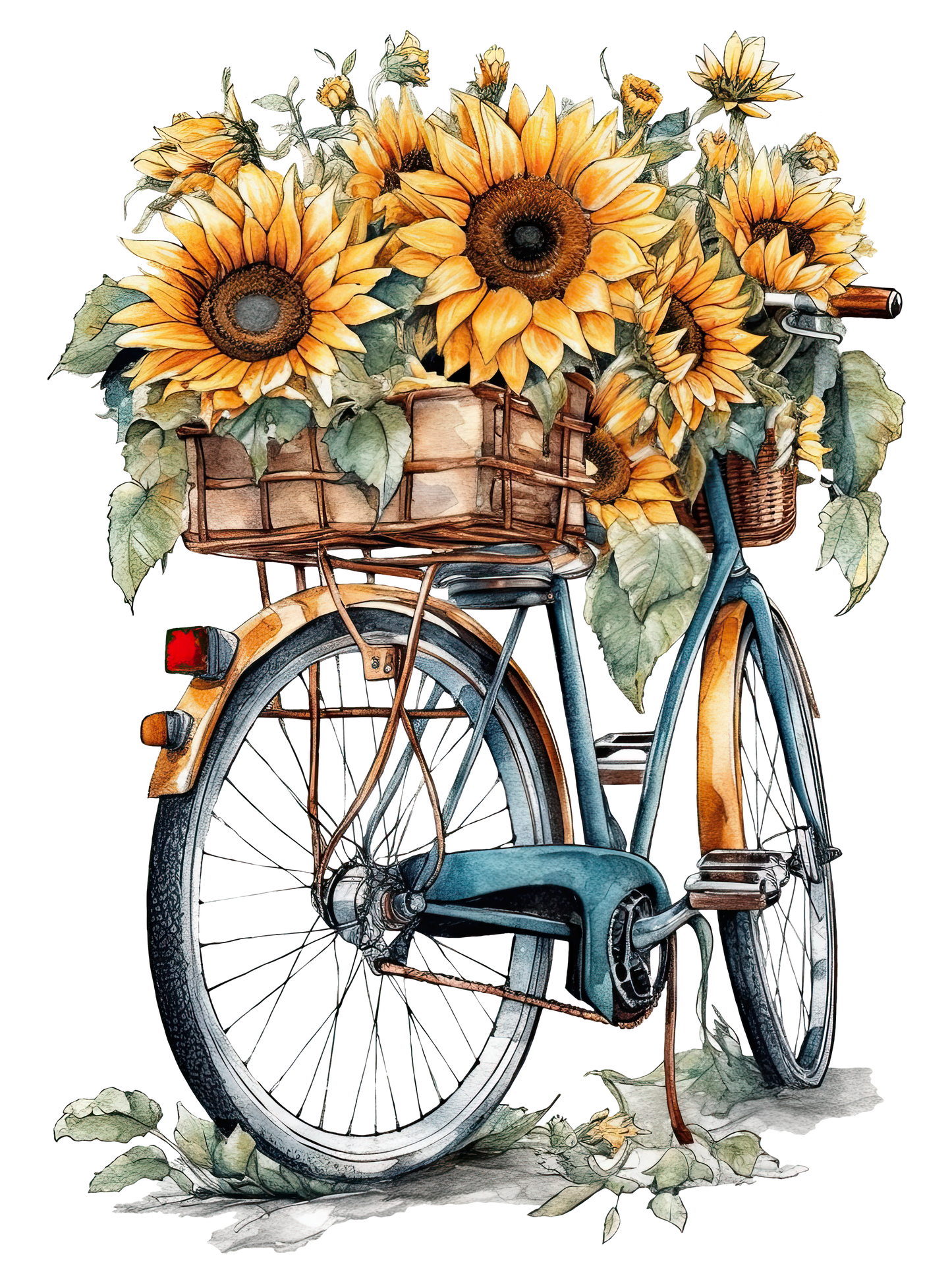 Sunflowers Bicycle DTF Print