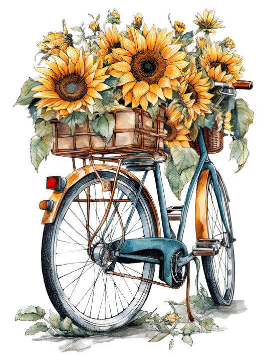 Sunflowers Bicycle DTF Print