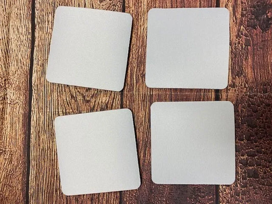 4 Pack Sublimation Coasters Square or Round Rubber Backed 2.5mm